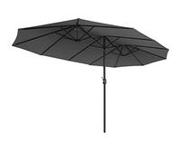 SONGMICS Parasol double face 460 x 270 cm - Extra large - Parasol de jardin - Double pare-soleil - Protection UPF 50+ - Manivelle - Pour marché extérieur, jardin, terrasse - Sans base - Gris -