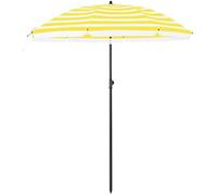 SONGMICS Parasol Droit, Ø 180 cm, Octogonal, Toile Polyester, Inclinable, Sac de Transport, Rayure jaune et blanc GPU65YW