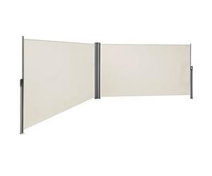 SONGMICS Paravent Extérieur, 160 x 600 cm, Store Latéral Double, Brise-vue Rétractable, Pare-soleil, pour Balcon, Patio, Terrasse, Jardin, avec Fixation au Sol, Beige GSA320E