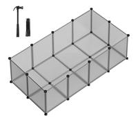 SONGMICS Parc Enclos, Cage, Clôture, avec Plancher, Intérieur, Modulable, en Plastique, pour Cochon d’Inde, Lapin, Hérisson, Petits Animaux, 140 x 70 x 45 cm, Gris LPC002G01