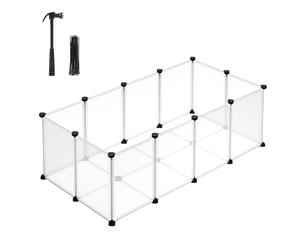 SONGMICS Parc Enclos, Cage, Clôture, avec Plancher, Intérieur, Modulable, en Plastique, pour Cochon d’Inde, Lapin, Hérisson, Petits Animaux, 120 x 60 x 40 cm, Blanc LPC001W01