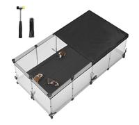 SONGMICS Parc Enclos, Enclos pour Petits Animaux, Panneaux Semi-Transparents, Toile Respirante, Tapis Imperméable, pour Lapin, Hérisson, Cochon d'Inde, Furet, 144 x 74 x 47 cm, Blanc Nuage LPC015W01
