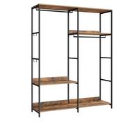 SONGMICS Penderie, Organisateur de Placard, Portant à Vêtements, Armoire à Vêtements Autoportante avec Barres de Suspension, Étagères, Crochets Amovibles, 118 x 40 x 181 cm, Marron Rustique RGR025B01