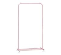 SONGMICS Portant à Vêtements à Roulettes, Penderie 74 cm, Porte-Vêtements, Porte-manteau, avec Étagère de Rangement en Maille Dense, Capacité de Charge de 35 kg, 2 Freins, Rose Bonbon HSR130R01