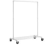 SONGMICS Portant à Vêtements à roulettes, Porte-Manteaux, Barre Supporte Jusqu’à 40 kg, avec Tringle, Étagère de Rangement en Barre, Style Industriel, pour Chambre, Buanderie, Blanc HSR061W01