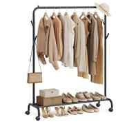 SONGMICS Portant à Vêtements avec roulettes, 1 Barre, Porte-Manteau, en Acier, Charge 50 kg, Largeur de 103,5 cm, Rangement Polyvalent, Noir HSR131B01