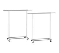 SONGMICS Portant à Vêtements avec roulettes, Lot de 2, Tringle Extensible pour Charge Lourde, Capacité de Charge 90 kg, Argent