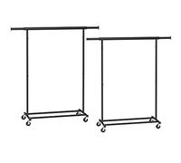 SONGMICS Portant à Vêtements avec roulettes, Lot de 2, Tringle Extensible pour Charge Lourde, Porte-Manteau, Rangement Vêtement, Capacité de Charge 90 kg, Montage Facile, Noir HSR013B02