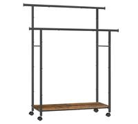SONGMICS Portant à Vêtements avec Roulettes, Porte-manteau avec Étagère, Longueur 98,5 cm, Capacité Totale 100 kg, Cadre en Acier, pour Chambre, Dressing, Marron Rustique et Noir d'Encre HSR152B01