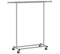 SONGMICS Portant à Vêtements avec Roulettes, Tringle Extensible pour Charge Lourde, Capacité de Charge 100 kg, Portable, Argent