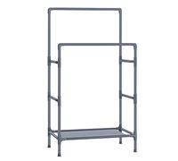 SONGMICS Portant à Vêtements Double Barre, Porte-Manteau, Penderie, Organisateur, en Métal, avec Étagère de Rangement à 2 Niveaux, Charge 55 kg, Montage Facile, Gris RDR001G02
