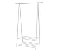 SONGMICS Portant à vêtements, Penderie à vêtements, Portemanteau avec 2 étagères de rangement pour chaussures, boîte, cadre métallique, gain de place, pour chambre, entrée, bureau, Blanc HSR05W