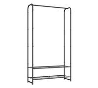 SONGMICS Portant à Vêtements, Porte-vêtement avec Tringle et Étagères, Porte-manteau en Métal, Noir Mat LGR461B01