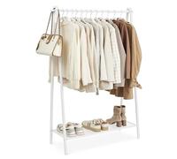 SONGMICS Portant à Vêtements, Porte-vêtements, Porte-Manteau, Penderie, Cadre en Acier, avec Tringle et Étagère, 33,5 x 92,5 x 153 cm, pour Chambre, Vestiaire, Buanderie, Blanc HSR023W01