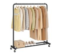 SONGMICS Portant à Vêtements, sur Roulettes, Portemanteau Mobile, 2 Roulettes avec Freins, Chambre, Charge Maximale 50 kg, 38 x 110 x 141,5 cm, Noir d’Encre HSR016BH01