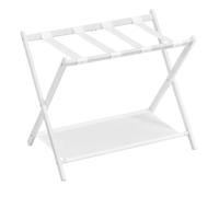 SONGMICS Porte-bagages pour chambre d'amis, support de valise avec étagère de rangement, cadre en acier, pliable pour un rangement facile, hôtel, chambre à coucher, blanc nuage URLR003W01