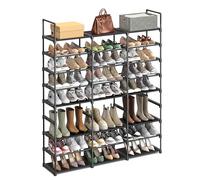 SONGMICS Porte-Chaussures Réglable, Étagère à Chaussures 8 Niveaux, Organisateur, Tubes en Acier et Tissu Non-Tissé, Jusqu’à 48 Paires, pour Entrée, Placard, Garage, Noir d’Encre LSA319B01