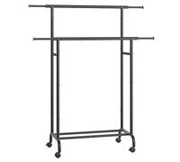 SONGMICS Porte-Manteau à Roulettes, Portant à Vêtements Double Barre, Porte-vêtements Extensible, Structure en Métal Robuste, Capacité Totale 80 kg, 83-120 cm de Large, Noir d'Encre HSR133B01