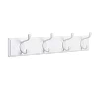 SONGMICS Porte-manteau Mural, Patère Murale, Vestiaire avec 4 Crochets Doubles en Métal, Meuble pour Entrée, pour Sac, Manteaux, Couloir, Salon, Chambre, Blanc LHR23WT
