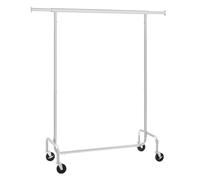 SONGMICS Portant à Vêtements avec Roulettes, Tringle Extensible pour Charge Lourde, Capacité de Charge 130 kg, 45 x (110-150) x 162,9 cm, Porte-manteau, en Métal, Chromé, Argent HSR11S