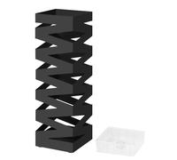 SONGMICS Porte-Parapluie Carré Métallique avec Crochets Bac de Goutte 15.5x15.5x49cm Noir