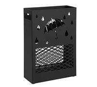 SONGMICS Porte-parapluies en métal, avec réceptacle d'eau amovible | 4 crochets, Support rectangulaire, motifs ajourés, pour entrée, bureau, Noir Mat, Collection PATSY LUC004B01