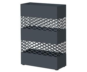 SONGMICS Porte-Parapluies Métallique, Support pour Parapluies, 28 x 12 x 41 cm, Rectangulaire, avec Réceptacle d’Eau, Motifs Ajourés, Gris Anthracite LUC02AG