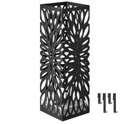 SONGMICS Porte-parapluies, Support pour Parapluies d’Entrée, Carré, en Acier, Organisateur sur Pieds, pour Parapluies et Cannes, avec Réceptacle d’Eau Amovible, 4 Crochets, Noir LUC48B