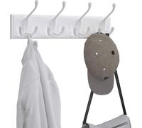 SONGMICS Portemanteau mural, 4 patères triples, barre à crochets, patères pour manteaux, vestes, chapeaux, sacs, entrée, chambre, salle de bain, blanc LHR30WT