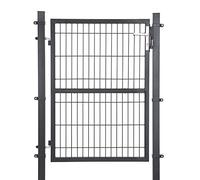 SONGMICS - Portillon de Jardin en Maille d'acier galvanisé, clôture avec Serrure, Porte 106 x 125 cm (Longueur x Hauteur), Tube Rond, Gris GGD175GY