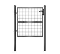 SONGMICS Portillon de Jardin Grillagé, en Acier Galvanisé, Clôture avec Serrure, Porte 106 x 100 cm (L x H), Tube Rond, Gris GGD150A01