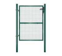 SONGMICS Portillon de Jardin Grillagé, en Acier Galvanisé, Clôture avec Serrure,Porte 106 x 125 cm (L x H), Tube Rond, Vert GGD175G