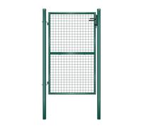 SONGMICS Portillon de Jardin Grillagé, en Acier Galvanisé, Clôture avec Serrure, Porte 106 x 150 cm (L x H), Tube Rond, Vert GGD200G
