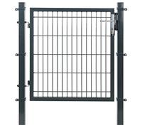 SONGMICS Portillon en Acier Galvanisé, Portail de Clôture, Porte de Jardin, avec Serrure, Poignée et Clé de Qualité, 106 x 90 cm (L x H), Gris GGD250G