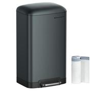 SONGMICS Poubelle 30 litres, avec Pédale en Acier, Seau Intérieur et Couvercle, Poignée, Hermétique, pour Cuisine, Salon, Anthracite
