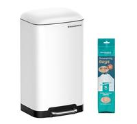 SONGMICS Poubelle 30L, avec Pédale en Acier, Fermeture en Douceur | Seau Intérieur et Couvercle, Poignée, Hermétique, pour Cuisine, Salon, Gris et Noir, Collection ISLAND LTB01GS
