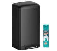 SONGMICS Poubelle 30L, avec Pédale en Acier, Fermeture en Douceur | Seau Intérieur et Couvercle, Poignée, Hermétique, pour Cuisine, Salon, Noir D'Encre, Collection ISLAND LTB01BK