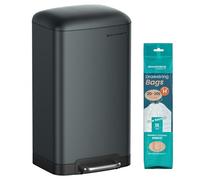SONGMICS Poubelle 30 litres, avec Pédale en Acier, Seau Intérieur et Couvercle, Poignée, Hermétique, pour Cuisine, Salon, Anthracite
