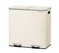 SONGMICS Poubelle à Double Compartiment 2 x 40 L, avec 15 Sacs Poubelles, Pédales en Métal, 2 Seaux Intérieurs en Plastique, Couvercles, Poignées, Fermeture en Douceur, Couleur Amande LTB730A02