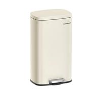 SONGMICS Poubelle Cuisine 30 L, Poubelle Bureau, Fermeture en Douceur, avec Pédale, en Acier, Seau Intérieur, Beige Sable LTB03A02