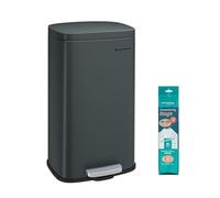 SONGMICS Poubelle Cuisine 30L, Poubelle À PÉdale, avec Couvercle À Fermeture en Douceur, Seau IntÉrieur, en Acier, Gris VerdÂtre LTB03GS