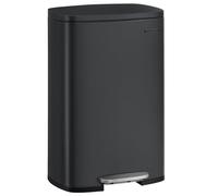 SONGMICS Poubelle Cuisine 50 L, Poubelle Bureau, Fermeture en Douceur, avec Pédale, en Acier, Seau Intérieur, Noir LTB050B02