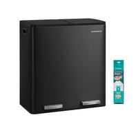 SONGMICS Poubelle de Cuisine 2 x 30 L, Corbeille de Tri 2 Compartiments, avec 15 Sacs Poubelle, Seaux Amovibles, avec Couvercle, Poignées, Fermeture en Douceur, en Acier, Noir d'Encre LTB160BZ02