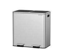 SONGMICS Poubelle de cuisine, 2 x 40 L, avec 15 sacs poubelles, 2 compartiments, seaux intérieurs en plastique et couvercles à charnière, hermétique, argenté et noir ULTB730E80