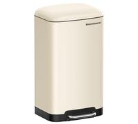 SONGMICS Poubelle de Cuisine, 30L, Poubelle en Acier avec Pédale, Couvercle et Seau Intérieur, Fermeture en Douceur, Blanc Nuage LTB001A01