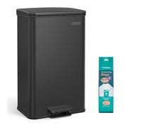 SONGMICS Poubelle de Cuisine 40L, Grand, Corbeille à Déchets à Pédale avec Couvercle, en Acier, Fermeture en Douceur, 15 Sacs Poubelle Inclus, Noir LTB540B4002