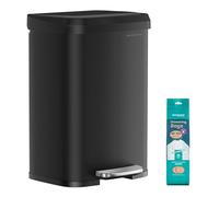 SONGMICS Poubelle de Cuisine, 50L, Poubelle à Pédale en Métal avec Couvercle, Grande et Haute, Noir LTB530B5002