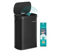 SONGMICS Poubelle de Cuisine Automatique 50 L, Capteur de Mouvement, Ouverture Automatique ou Tactile, Fermeture Douce, Acier, 15 Sacs Poubelle, Noir d'Encre LTB640B02