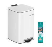 SONGMICS Poubelle de Cuisine, Poubelle 20 L, Poubelle à Pédale en Acier, avec Seau Intérieur, Fermeture Douce et Maintien en Ouverture, Blanc Nuage LTB592W02