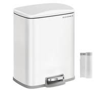 SONGMICS Poubelle de Cuisine, Poubelle à Pédale de 20 L, Bac à Ordures, Couvercle à Fermeture Douce, Reste Ouverte, Seau Intérieur, 15 Sacs Poubelles Inclus, Blanc Nuage LTB543W01